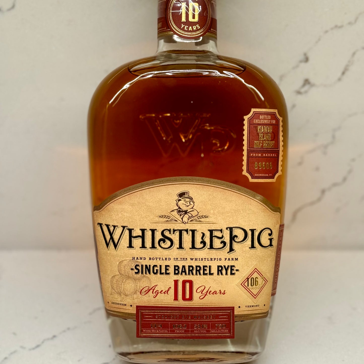 Whistlepig 10yr Rye Barrel Pick Kiawah Resort